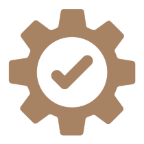 Gear with checkmark icon